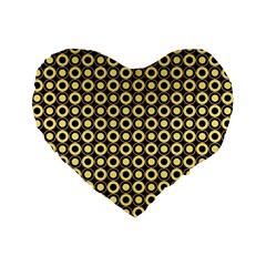  Mazipoodles Yellow Donuts Polka Dot Standard 16  Premium Flano Heart Shape Cushions by Mazipoodles