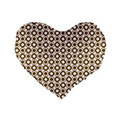 Mazipoodles Olive White Donuts Polka Dot Standard 16  Premium Flano Heart Shape Cushions by Mazipoodles