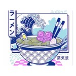 Ramen Kanji Vaporwave Artwork Minimalism Premium Plush Fleece Blanket (Large) 80 x60  Blanket Front