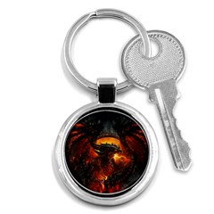 Dragon Art Fire Digital Fantasy Key Chain (round) by Celenk