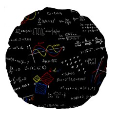 Black Background With Text Overlay Mathematics Formula Board Large 18  Premium Round Cushions by uniart180623