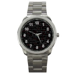 Black Background With Text Overlay Digital Art Mathematics Sport Metal Watch by uniart180623