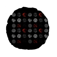 Black And Multicolored Polka Dot Artwork Digital Art Standard 15  Premium Flano Round Cushions by uniart180623
