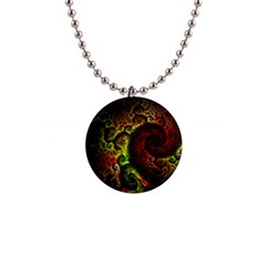 Green And Red Lights Wallpaper Fractal Digital Art Artwork 1  Button Necklace by uniart180623