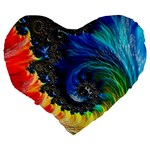 Colorful Digital Art Fractal Design Large 19  Premium Heart Shape Cushions Back