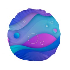 Colorful Blue Purple Wave Standard 15  Premium Flano Round Cushions by uniart180623