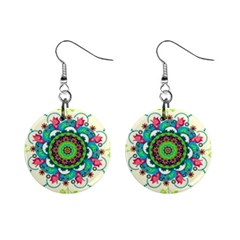 Mandala Flowers Abstract Butterflies Floral Pattern Summer Mini Button Earrings by uniart180623