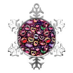 Funny Monster Mouths Metal Small Snowflake Ornament by uniart180623