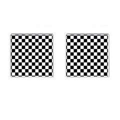 Black White Checker Pattern Checkerboard Cufflinks (square) by uniart180623
