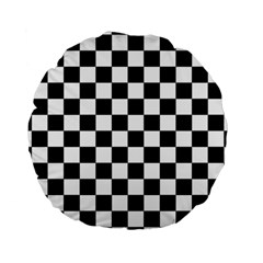 Black White Checker Pattern Checkerboard Standard 15  Premium Flano Round Cushions by uniart180623