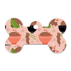 Doodle Yakisoba Seamless Pattern Background Cartoon Japanese Street Food Dog Tag Bone (two Sides) by Grandong