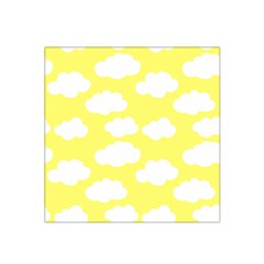 Cute Yellow White Clouds Satin Bandana Scarf 22  X 22  by ConteMonfrey