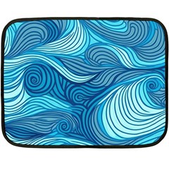 Ocean Waves Sea Abstract Pattern Water Blue Two Sides Fleece Blanket (mini) by Simbadda