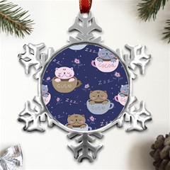 Cute Kittens Sleep Sweetly Mugs Metal Small Snowflake Ornament by Simbadda