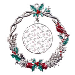 Cute Pattern With Easter Bunny Egg Metal X mas Wreath Holly Leaf Ornament by Simbadda