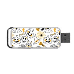 Funny Hand Drawn Halloween Pattern Portable Usb Flash (one Side) by Simbadda
