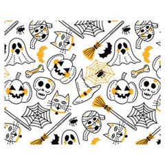 Funny Hand Drawn Halloween Pattern Two Sides Premium Plush Fleece Blanket (medium) by Simbadda