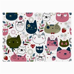 Pattern With Cute Cat Heads Large Glasses Cloth (2 Sides) by Simbadda