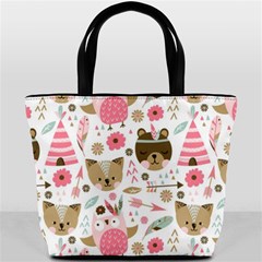 Pink Animals Pattern Bucket Bag by Simbadda