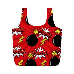 Pop Art Comic Pattern Bomb Boom Explosion Background Full Print Recycle Bag (m) by Simbadda