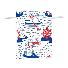 Nautical Cats Seamless Pattern Lightweight Drawstring Pouch (l) by Simbadda