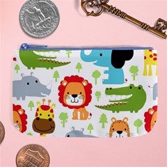 Seamless Pattern Vector With Animals Cartoon Large Coin Purse by Simbadda