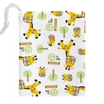 Vector Pattern With Cute Giraffe Cartoon Drawstring Pouch (4XL) Back