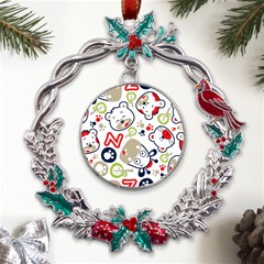 Animals Pattern Metal X mas Wreath Holly Leaf Ornament by Simbadda