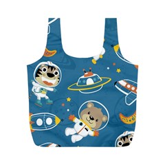Seamless-pattern-funny-astronaut-outer-space-transportation Full Print Recycle Bag (m) by Simbadda