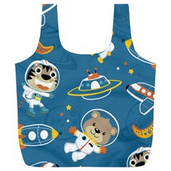 Seamless-pattern-funny-astronaut-outer-space-transportation Full Print Recycle Bag (xl) by Simbadda