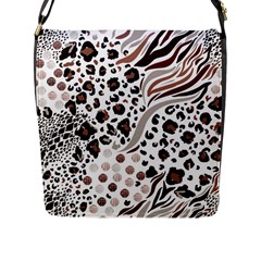 Mix Animal Skin Prints Seamless Pattern Vector Flap Closure Messenger Bag (l) by Simbadda