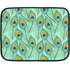 Lovely Peacock Feather Pattern With Flat Design Two Sides Fleece Blanket (mini) by Simbadda