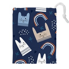Colorful-cute-cats-seamless-pattern Drawstring Pouch (4xl) by Simbadda