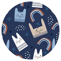 Colorful-cute-cats-seamless-pattern Round Trivet by Simbadda