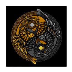 Yin-yang-owl-doodle-ornament-illustration Tile Coaster by Simbadda