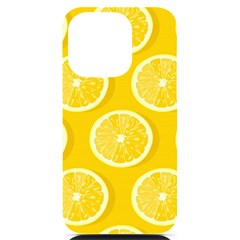 Lemon-fruits-slice-seamless-pattern Iphone 14 Pro Black Uv Print Case by Simbadda