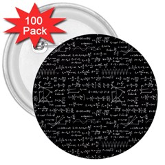 Math-equations-formulas-pattern 3  Buttons (100 Pack)  by Simbadda