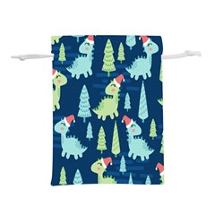 Cute-dinosaurs-animal-seamless-pattern-doodle-dino-winter-theme Lightweight Drawstring Pouch (l) by Simbadda