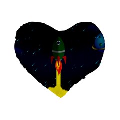 Rocket Halftone Astrology Astronaut Standard 16  Premium Heart Shape Cushions by Bangk1t