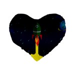 Rocket Halftone Astrology Astronaut Standard 16  Premium Flano Heart Shape Cushions Back