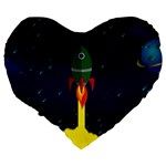 Rocket Halftone Astrology Astronaut Large 19  Premium Flano Heart Shape Cushions Back