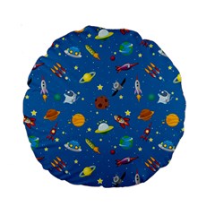 Space Rocket Solar System Pattern Standard 15  Premium Round Cushions by Bangk1t