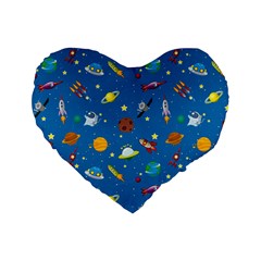 Space Rocket Solar System Pattern Standard 16  Premium Heart Shape Cushions by Bangk1t