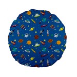 Space Rocket Solar System Pattern Standard 15  Premium Flano Round Cushions Back