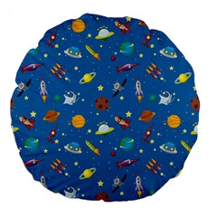 Space Rocket Solar System Pattern Large 18  Premium Flano Round Cushions by Bangk1t