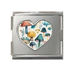Mushroom Forest Fantasy Flower Nature Mega Link Heart Italian Charm (18mm) by Bangk1t