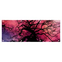 Trees Silhouette Sky Clouds Sunset Banner And Sign 8  X 3  by Bangk1t