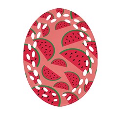 Watermelon Red Food Fruit Healthy Summer Fresh Oval Filigree Ornament (two Sides) by pakminggu