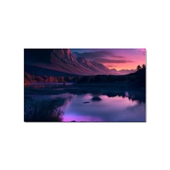 Lake Mountain Night Sea Flower Nature Sticker Rectangular (100 Pack) by Ravend