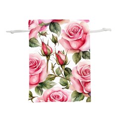 Flower Rose Pink Lightweight Drawstring Pouch (s) by Ravend